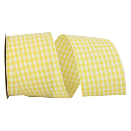 RELIANT RIBBON 20.5 in. 25 Yards Gingham Check Ribbon, Lemon 7101-640-40J